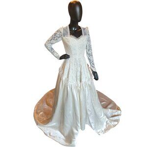 Vintage 1953 Liquid Satin/Lace Wedding Gown